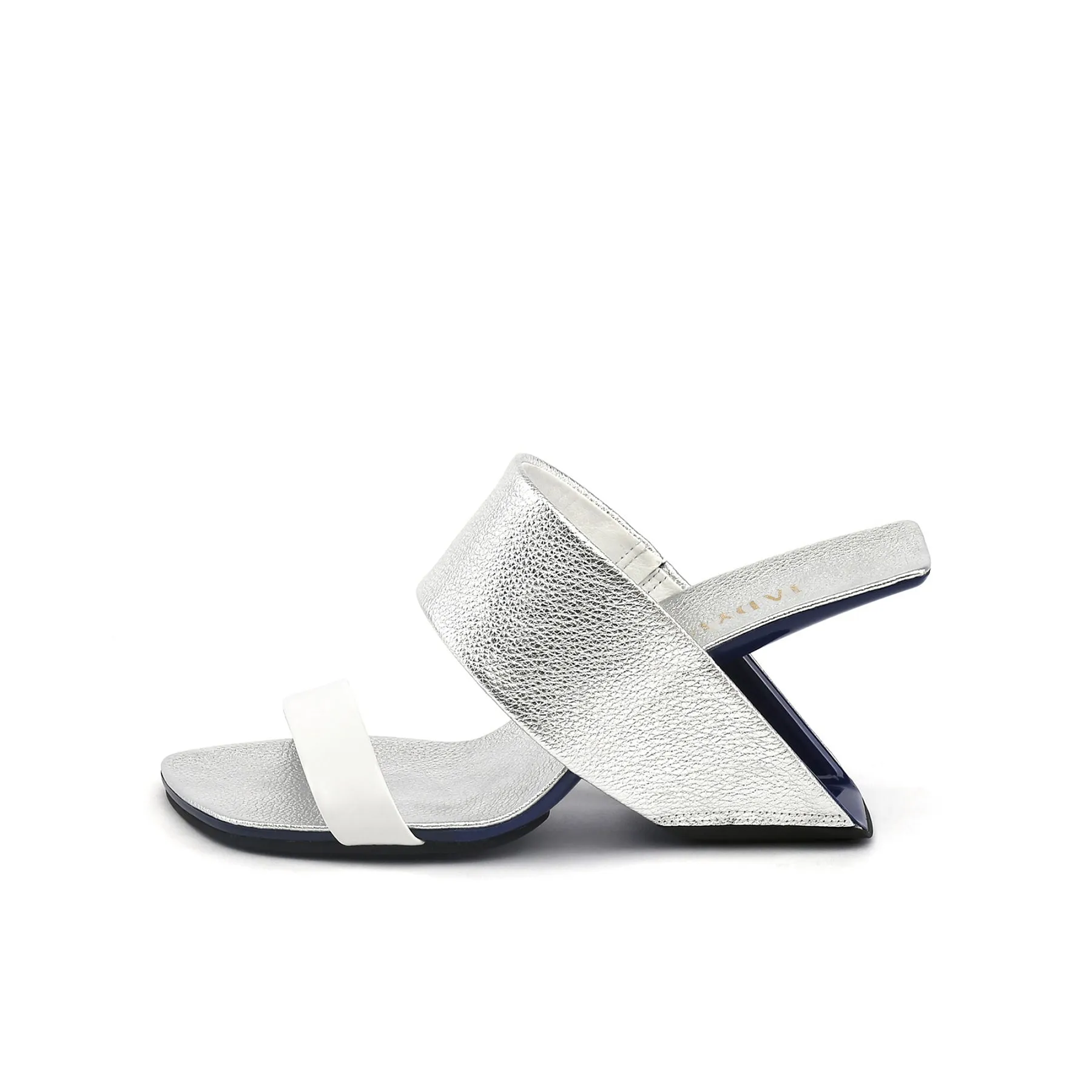 Strap Heel Leather Sandal - Silver