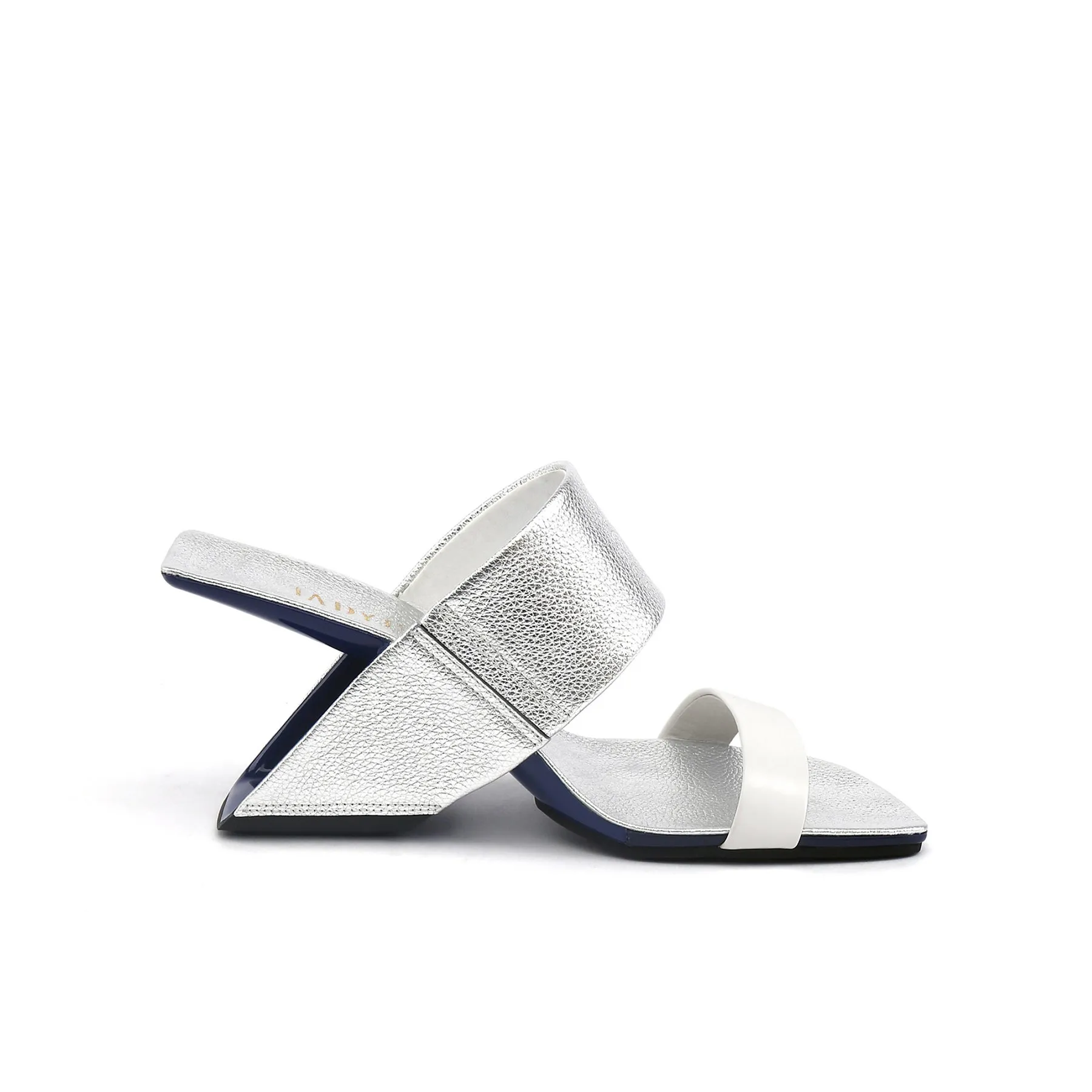 Strap Heel Leather Sandal - Silver