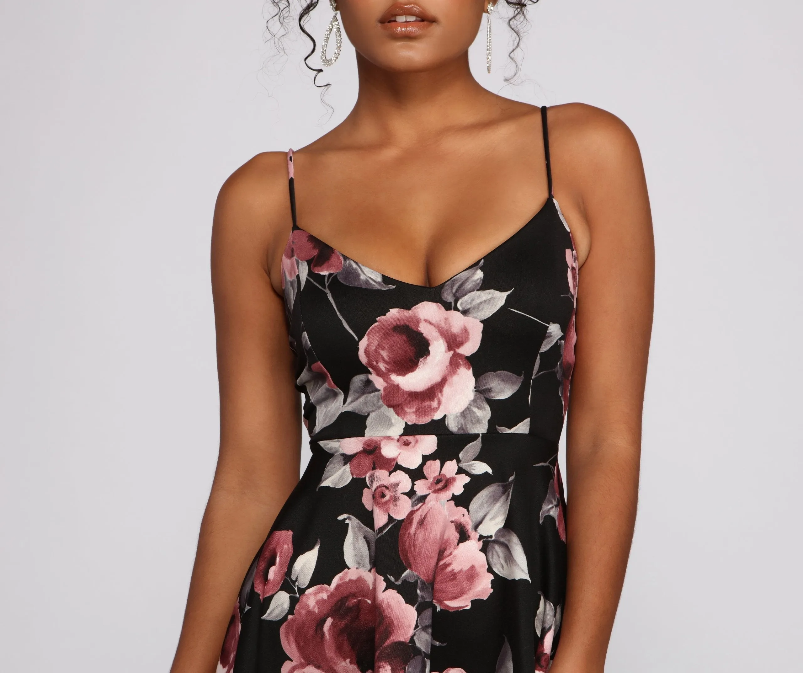 Stunning Florals Scuba Charming and Lace Skater Dress