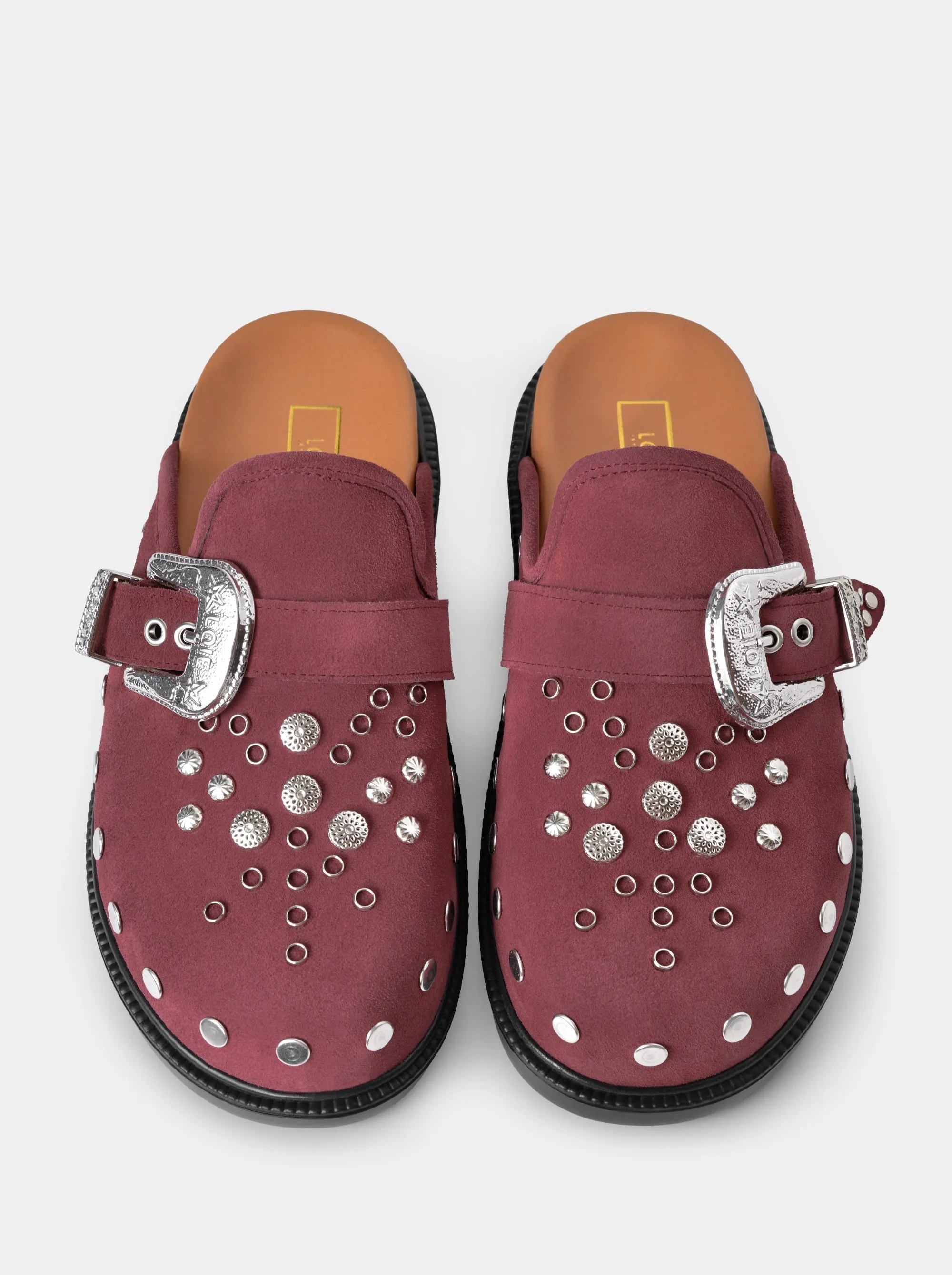 SUN BURGUNDY SUEDE MULES SLIPPERS