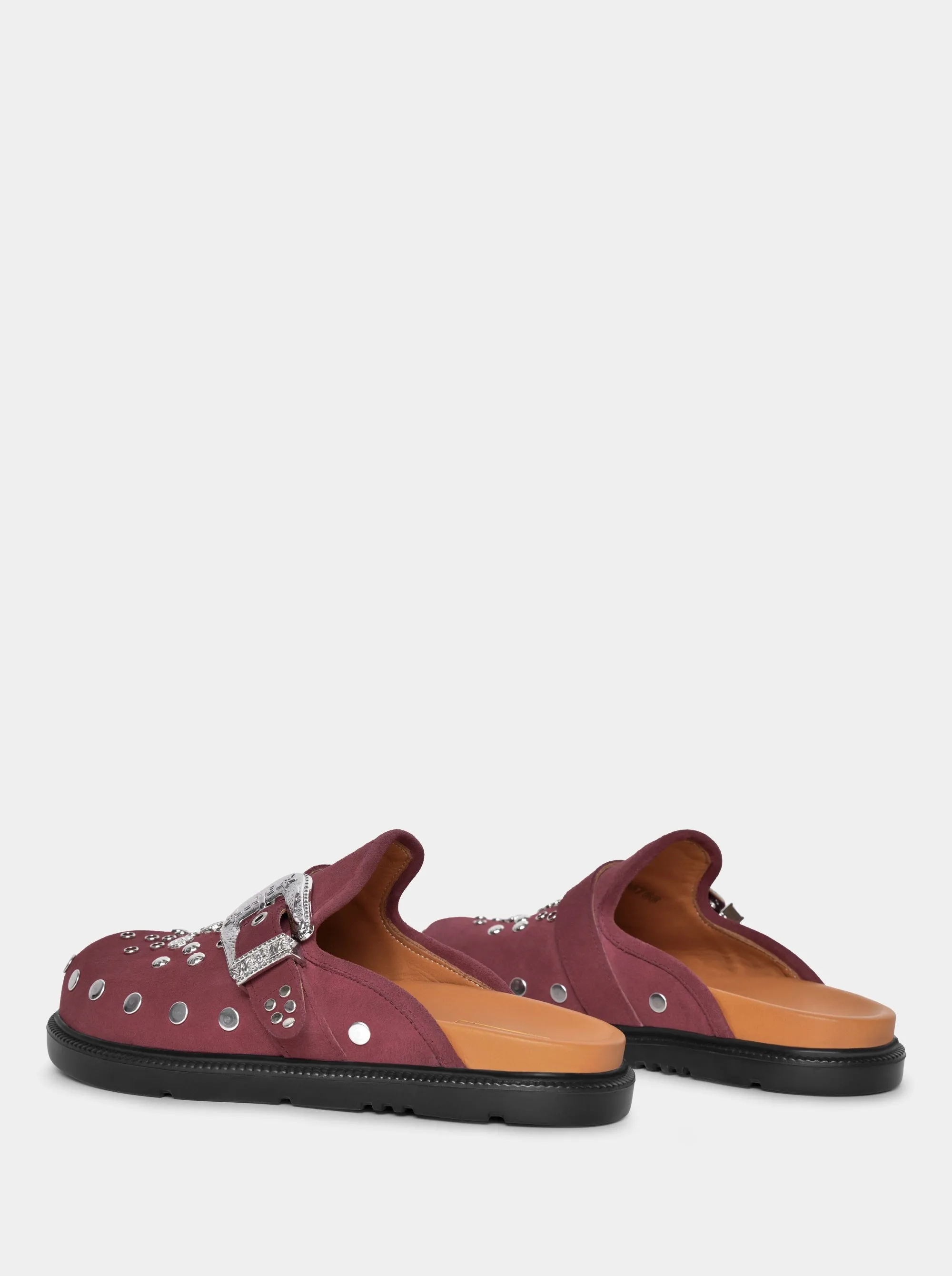 SUN BURGUNDY SUEDE MULES SLIPPERS