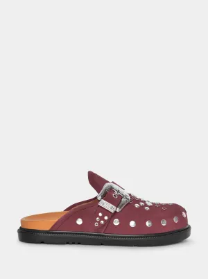 SUN BURGUNDY SUEDE MULES SLIPPERS