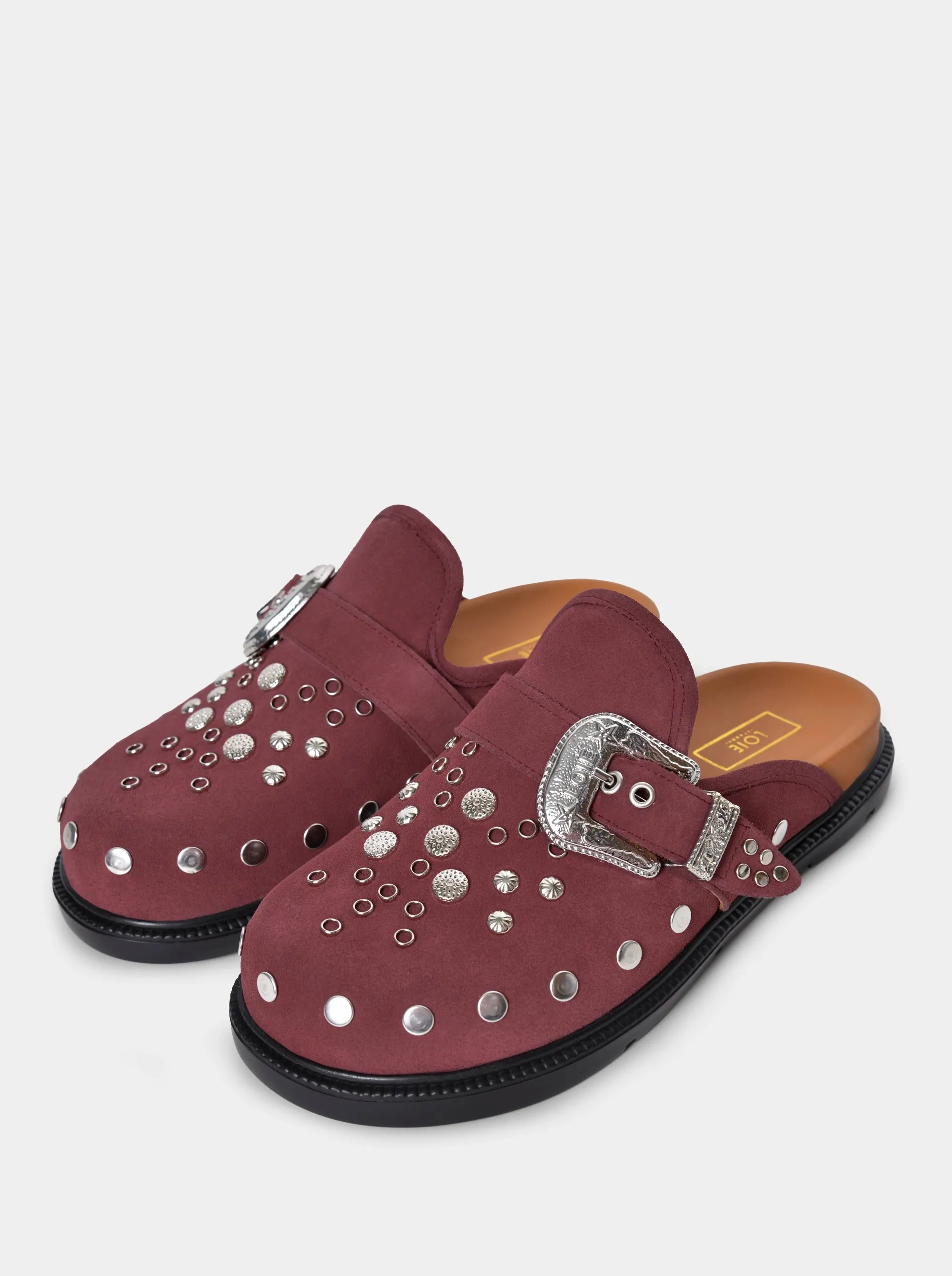 SUN BURGUNDY SUEDE MULES SLIPPERS
