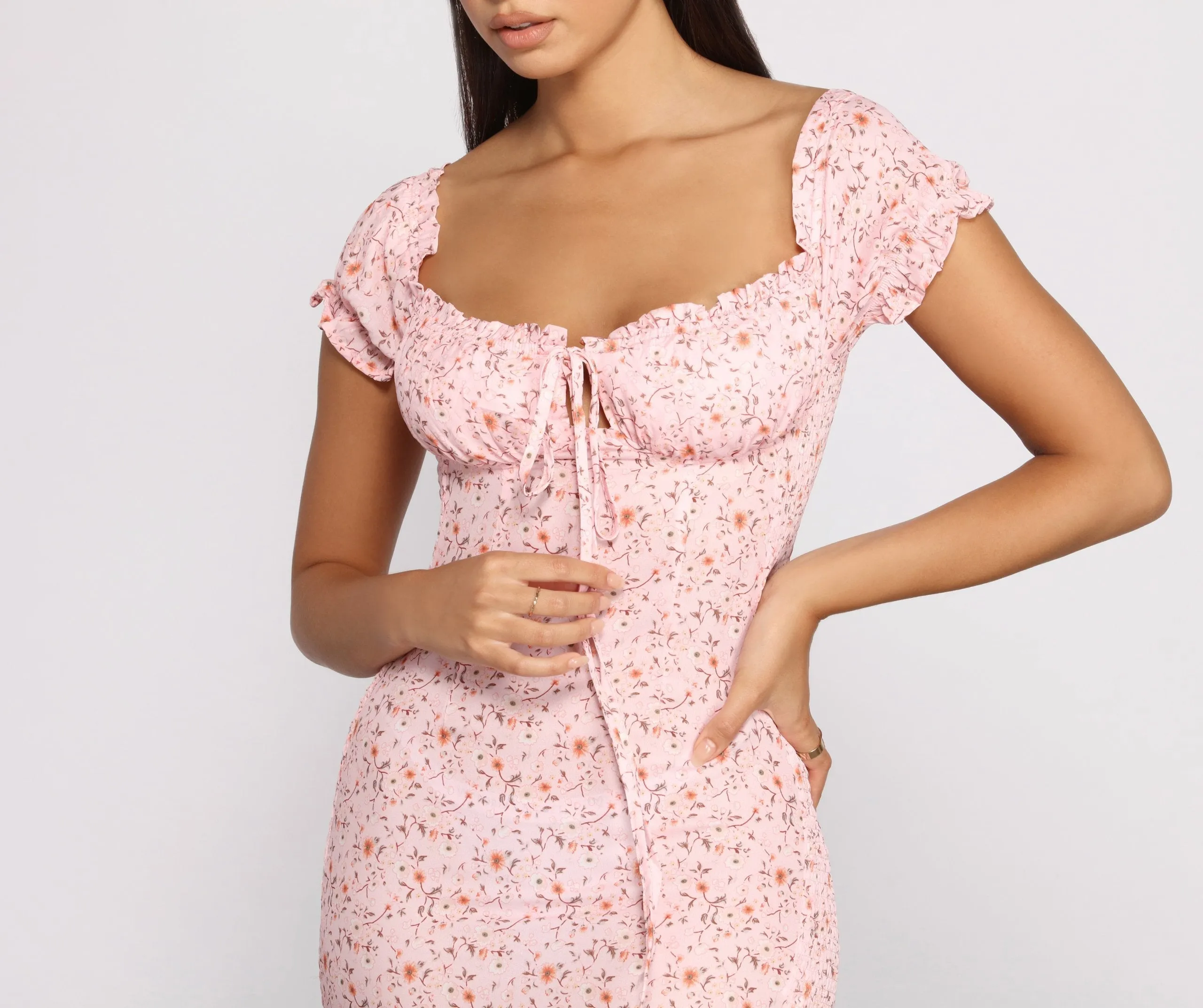 Sweet Florals Stylish Smocked Mini Dress