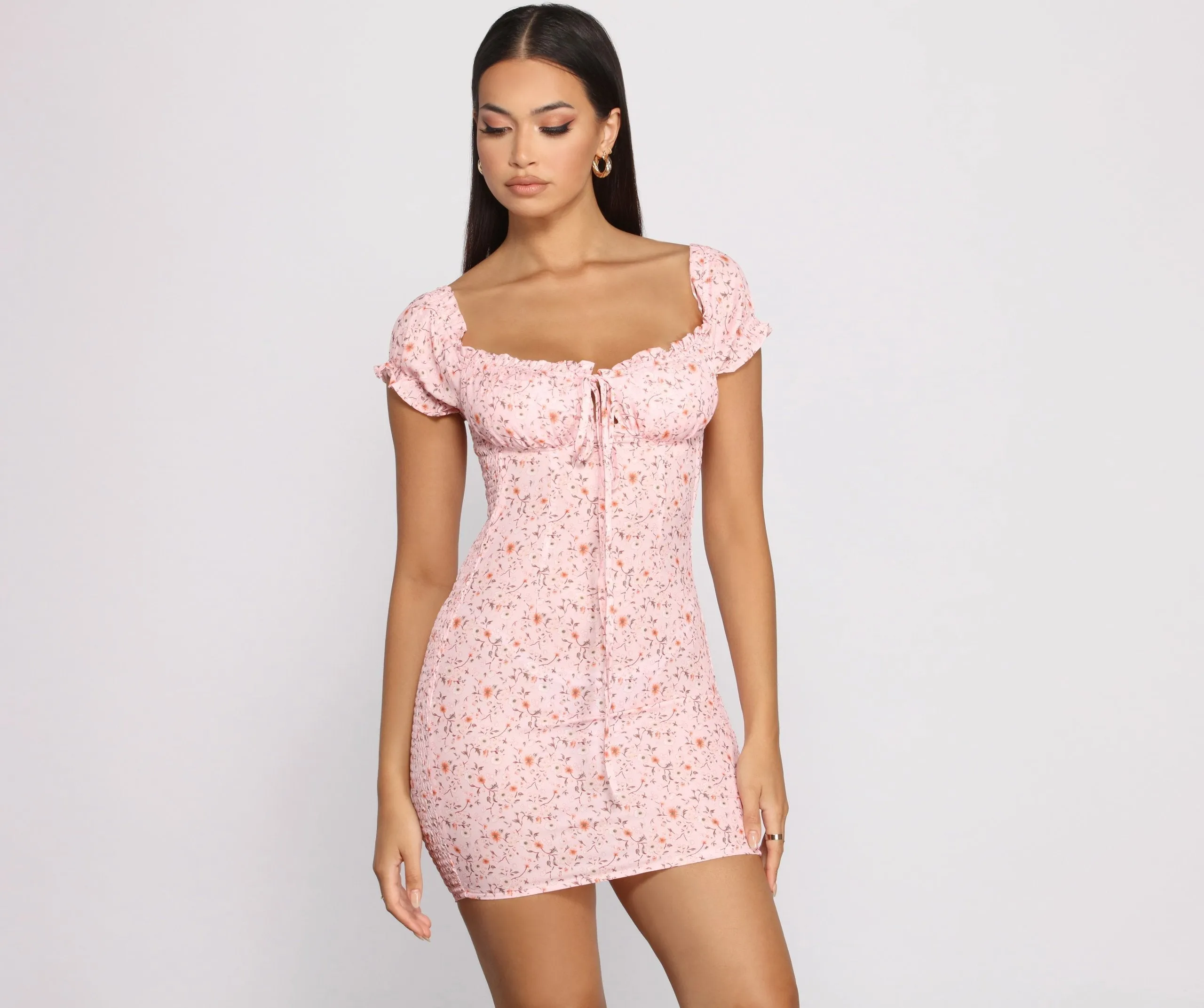 Sweet Florals Stylish Smocked Mini Dress