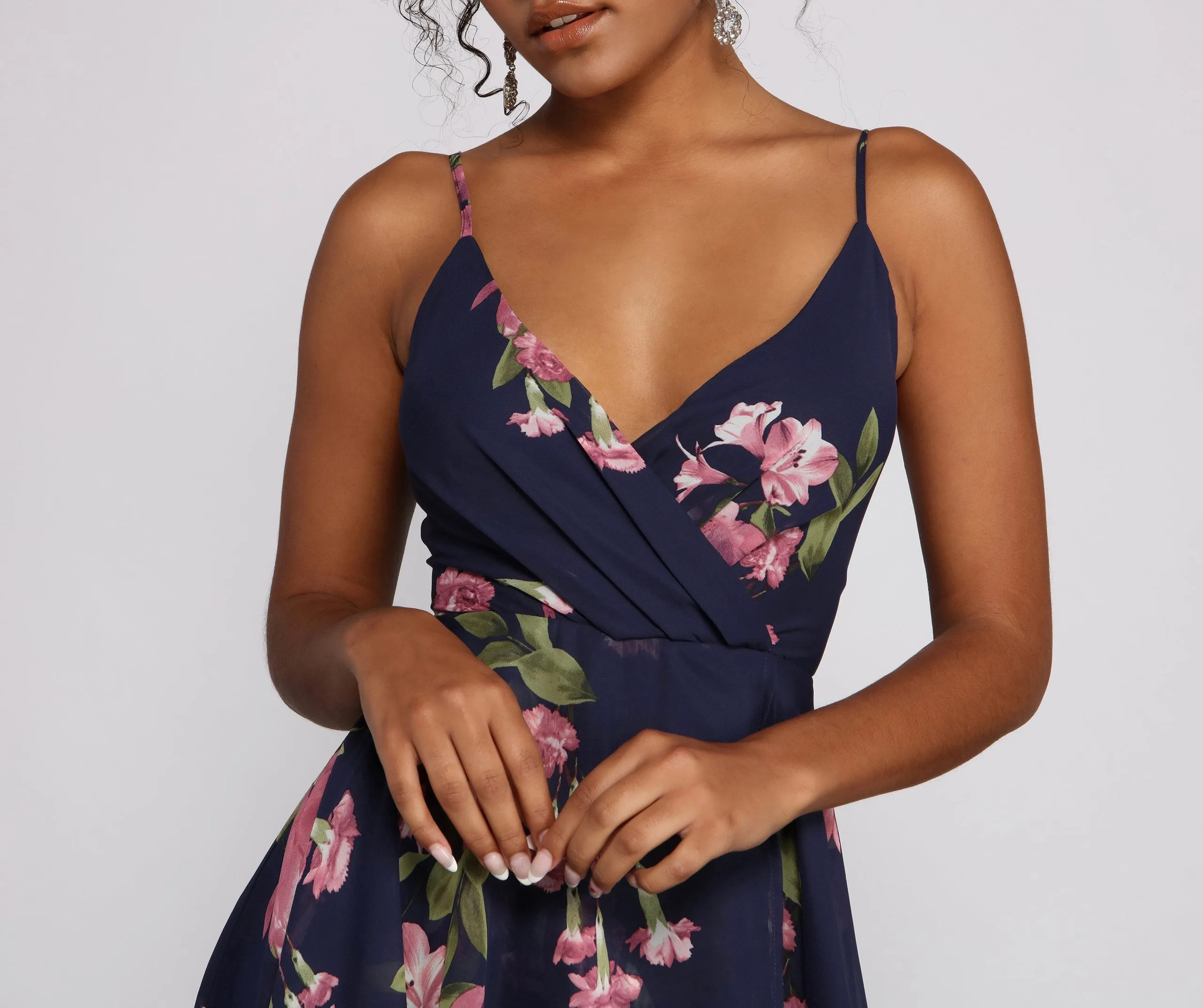 Sweet Moments Floral Charming Chiffon Skater Dress