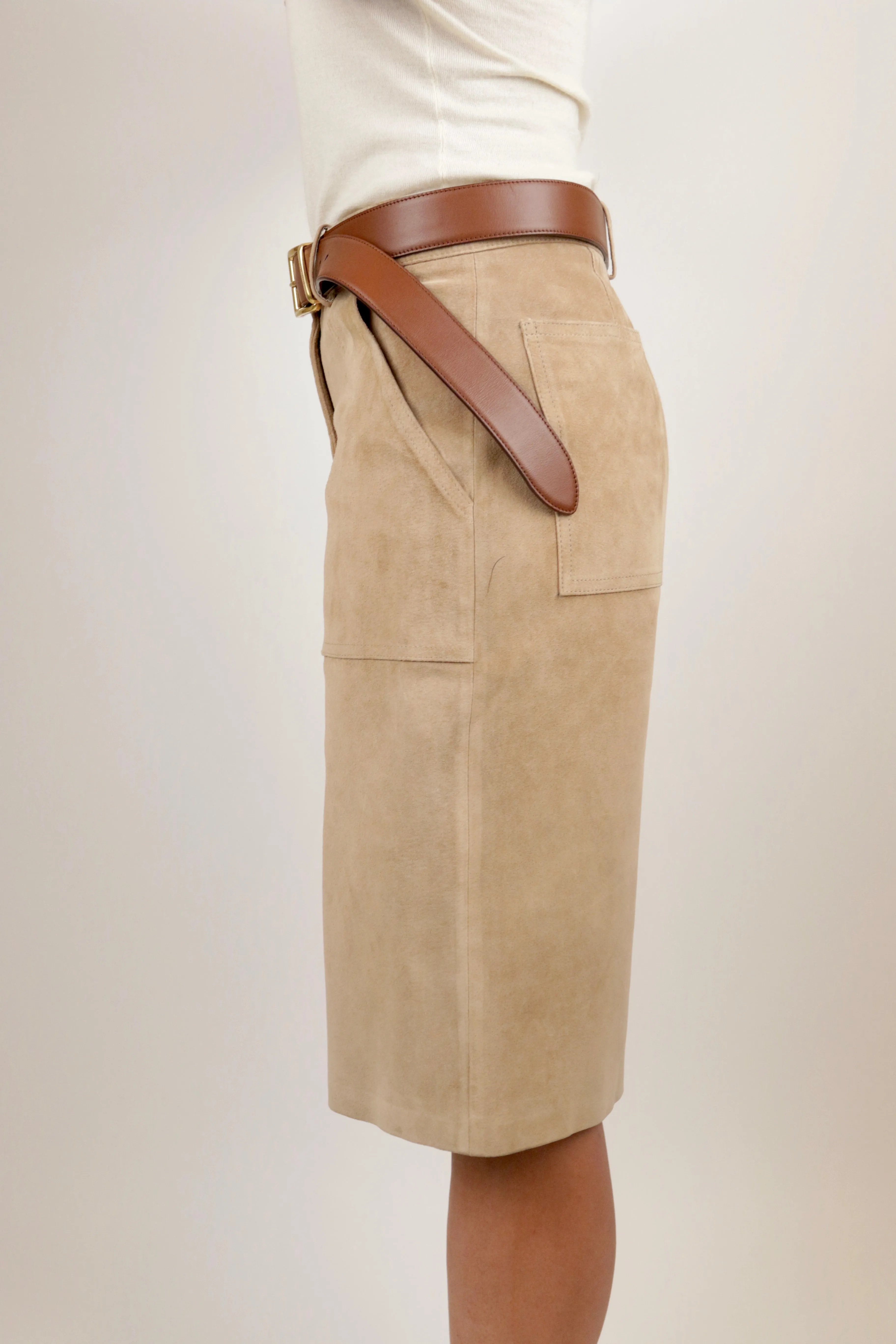 Tan Suede Capri Shorts
