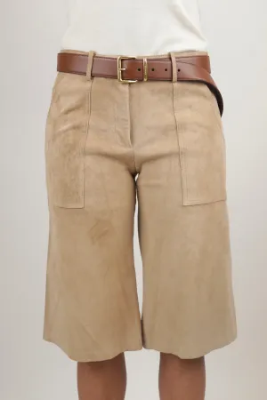 Tan Suede Capri Shorts