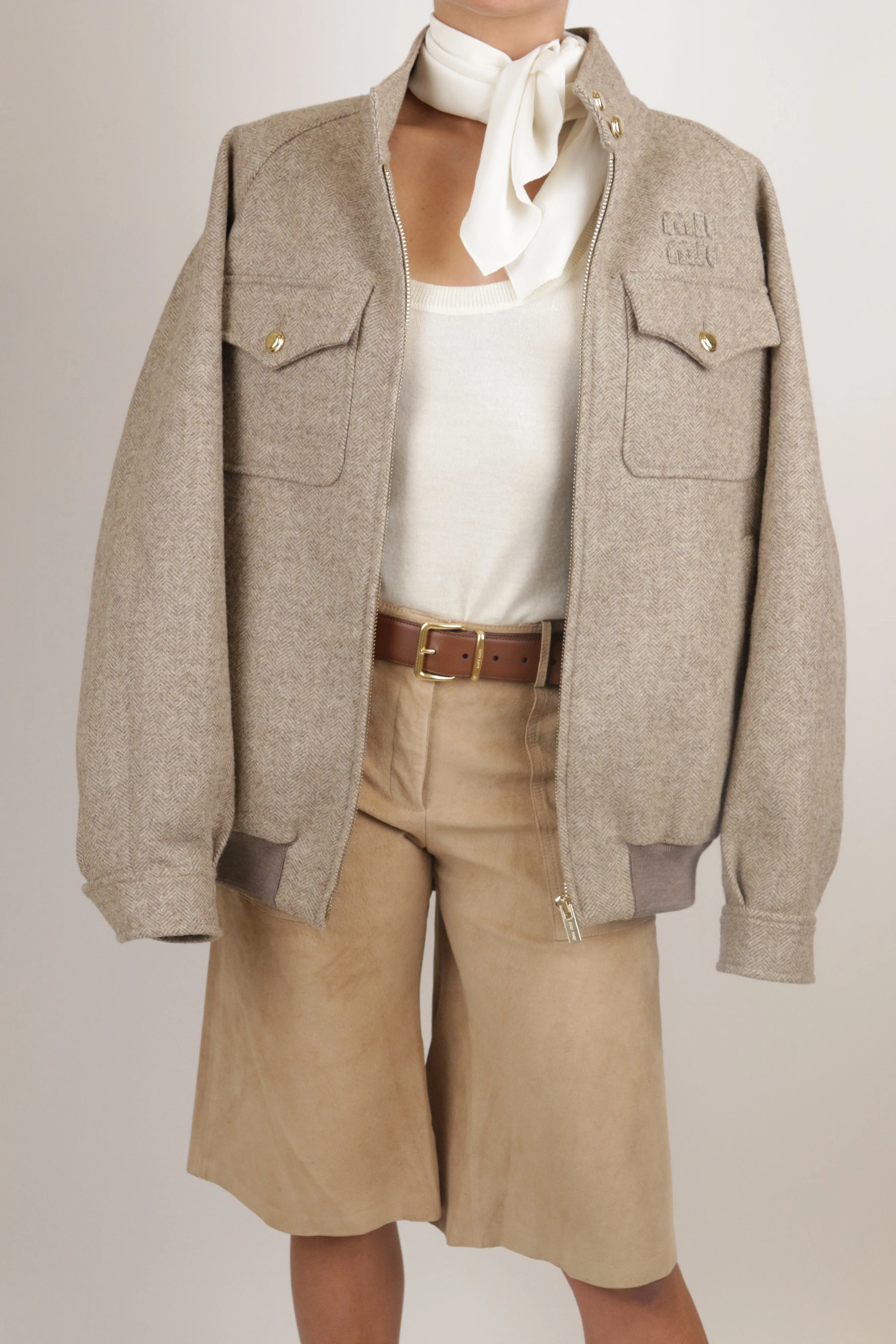 Tan Suede Capri Shorts