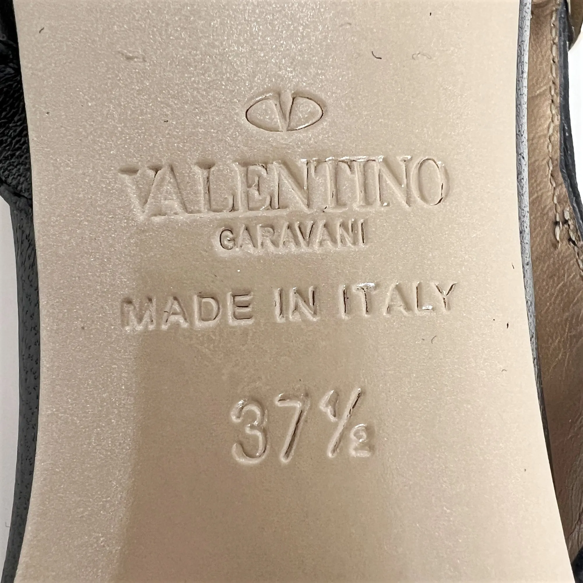 Valentino Rockstud Black Suede Pointed Toe Low Heels Slingback Pumps Size EU 37.5