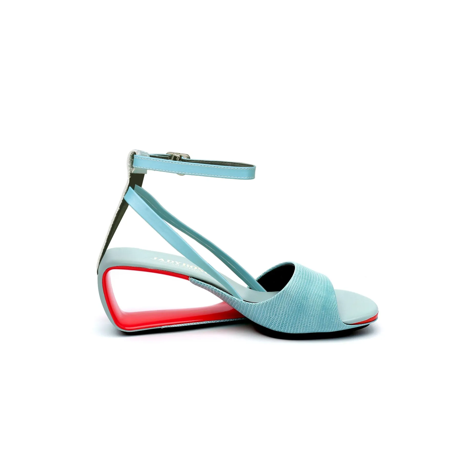 Vestavia Ankle Strap Leather Wedge Sandal - Blue