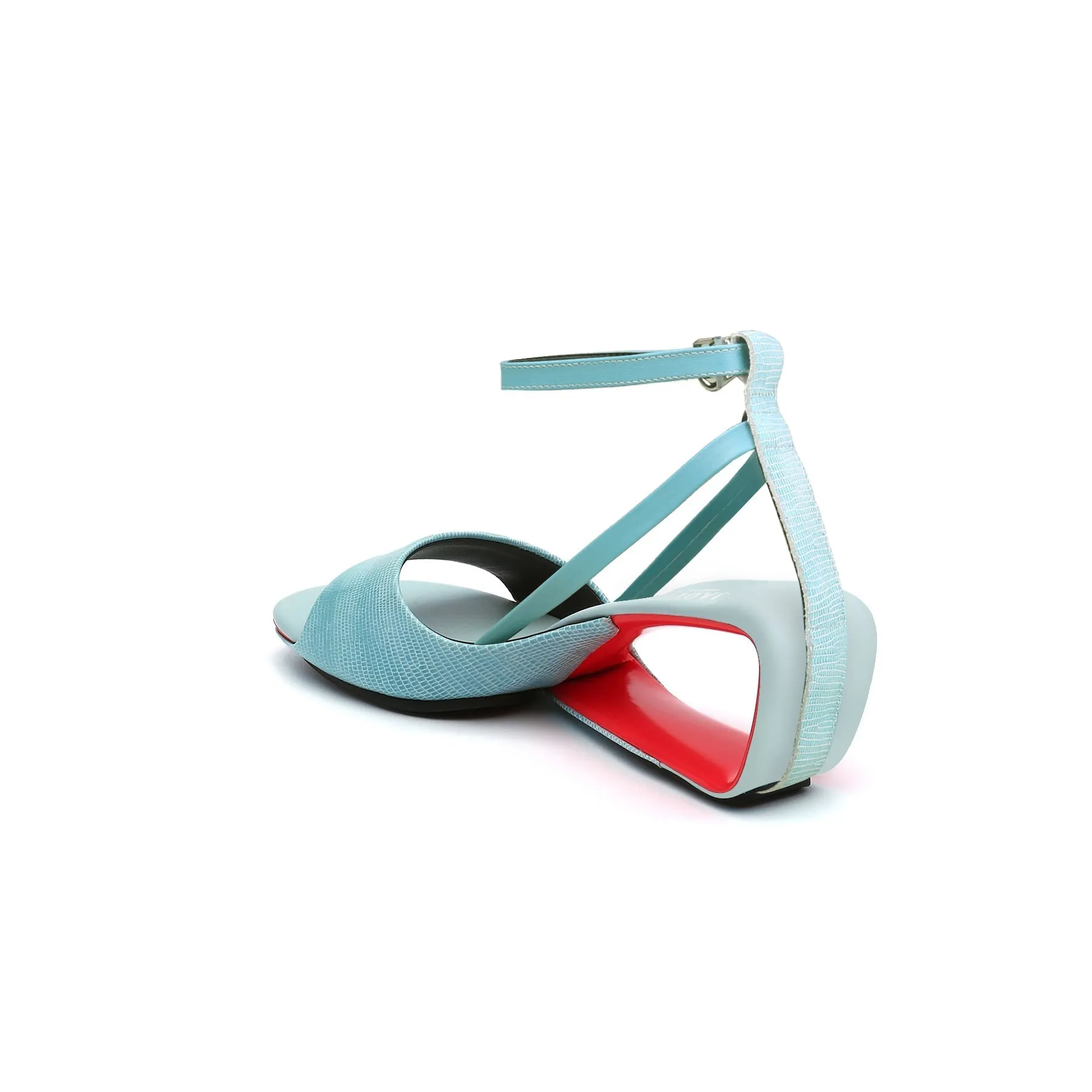Vestavia Ankle Strap Leather Wedge Sandal - Blue