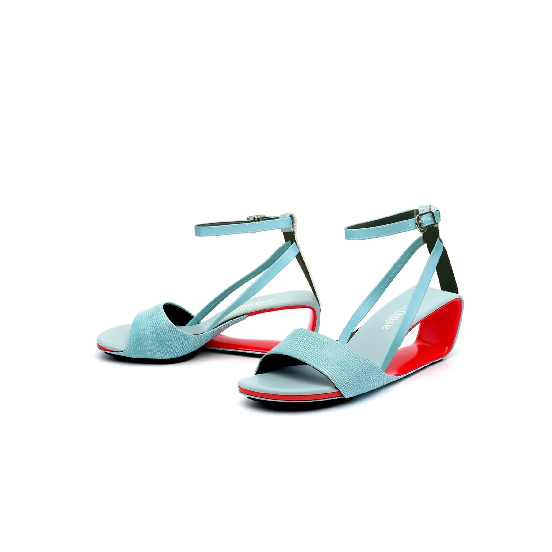 Vestavia Ankle Strap Leather Wedge Sandal - Blue