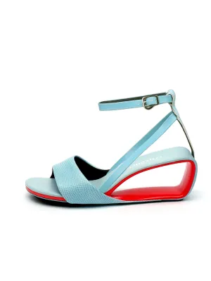 Vestavia Ankle Strap Leather Wedge Sandal - Blue