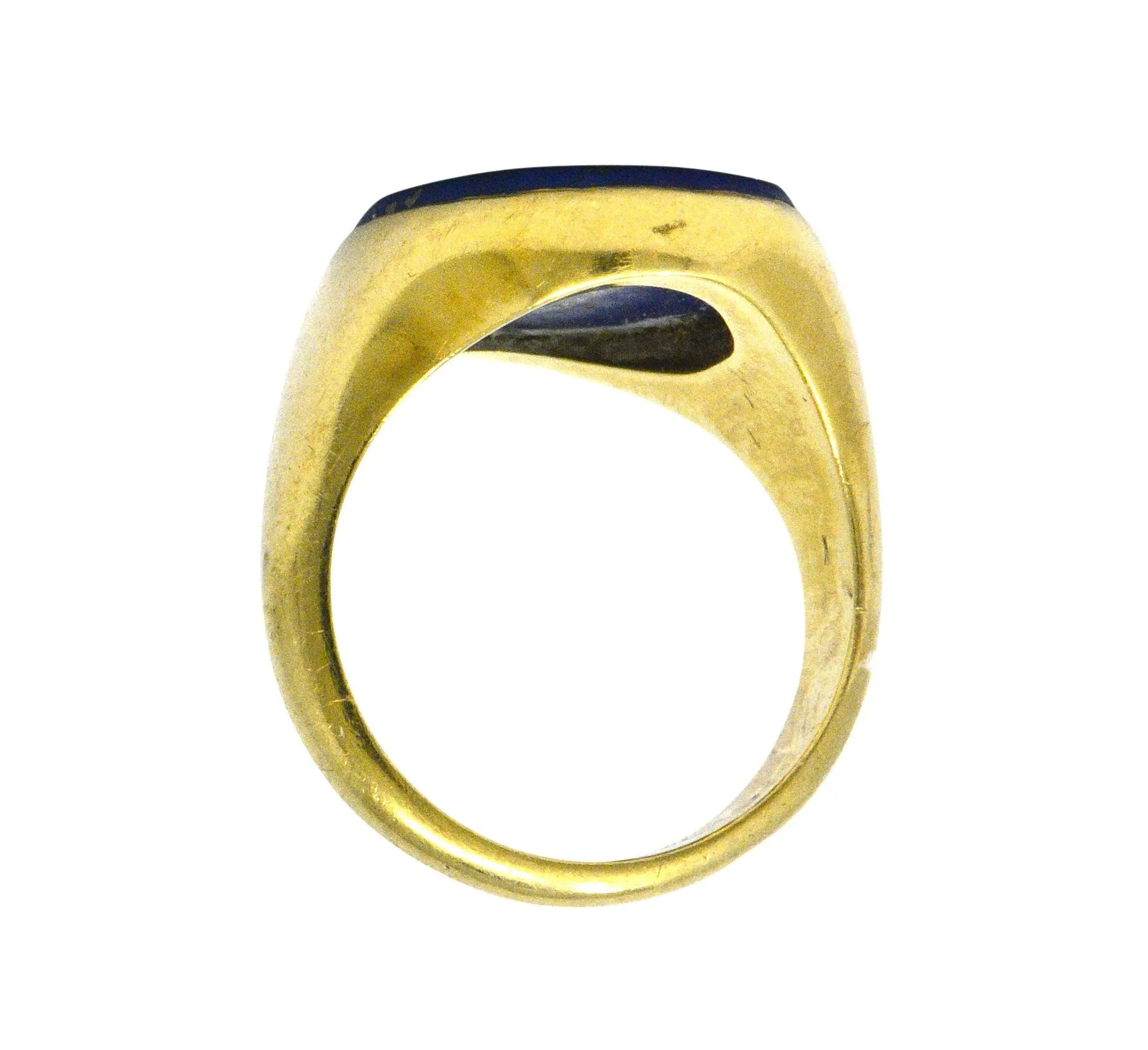 Victorian French Lapis Lazuli Intaglio 18 Karat Gold Signet Ring