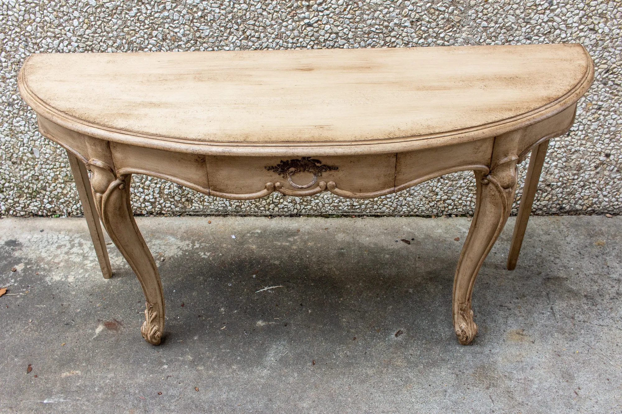 Vintage French Demilune Console Table