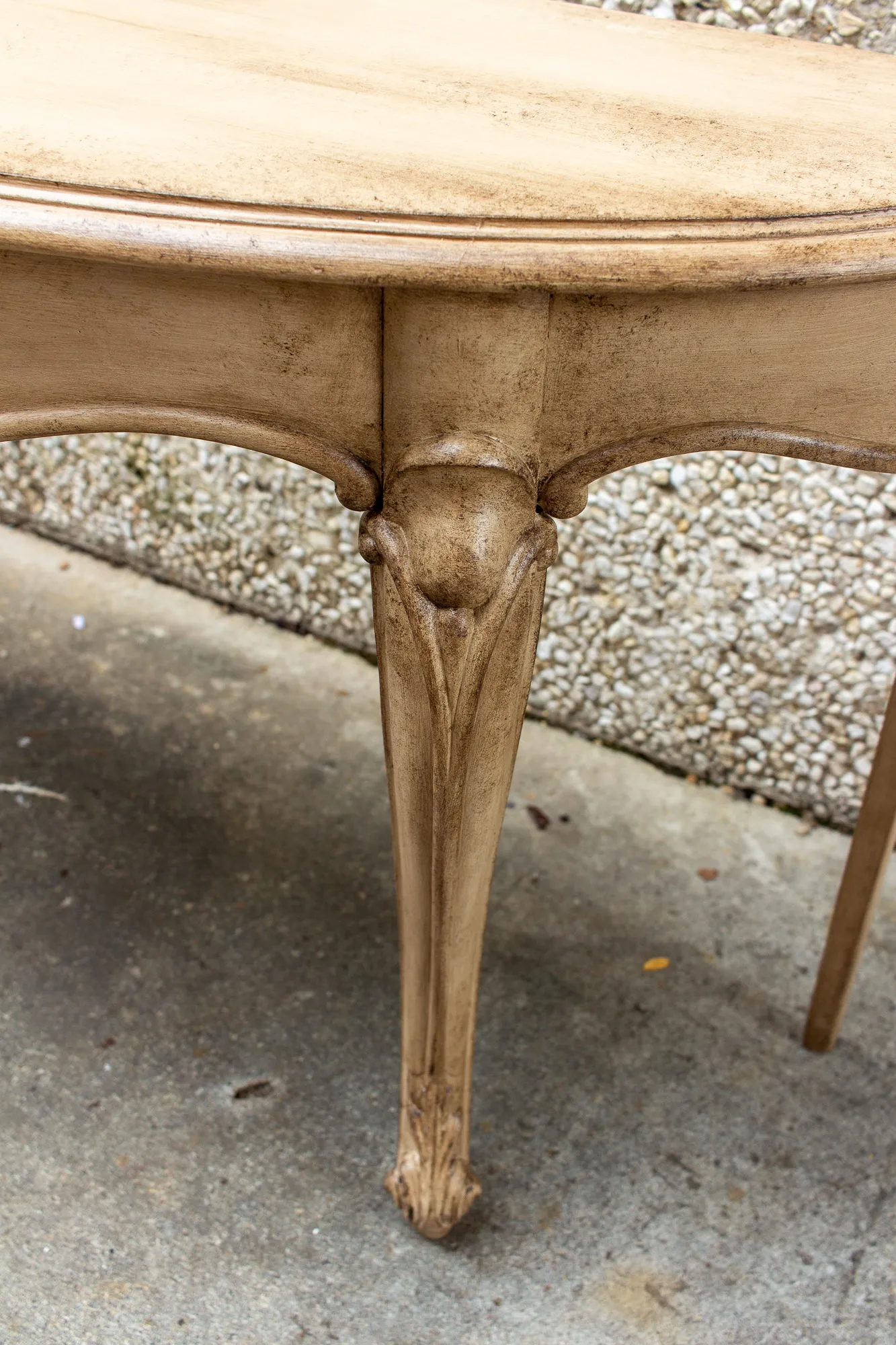 Vintage French Demilune Console Table
