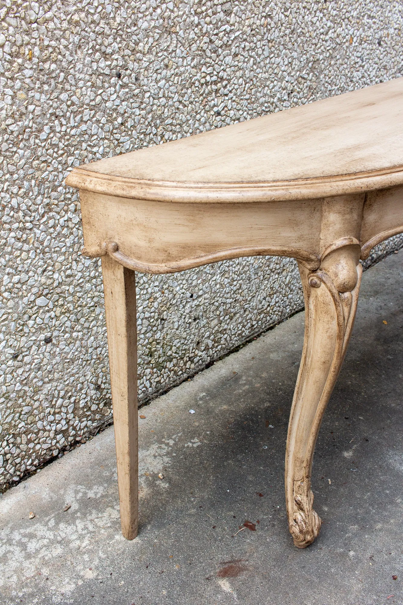 Vintage French Demilune Console Table