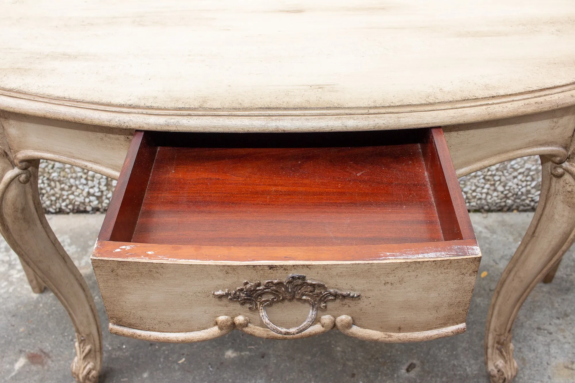 Vintage French Demilune Console Table