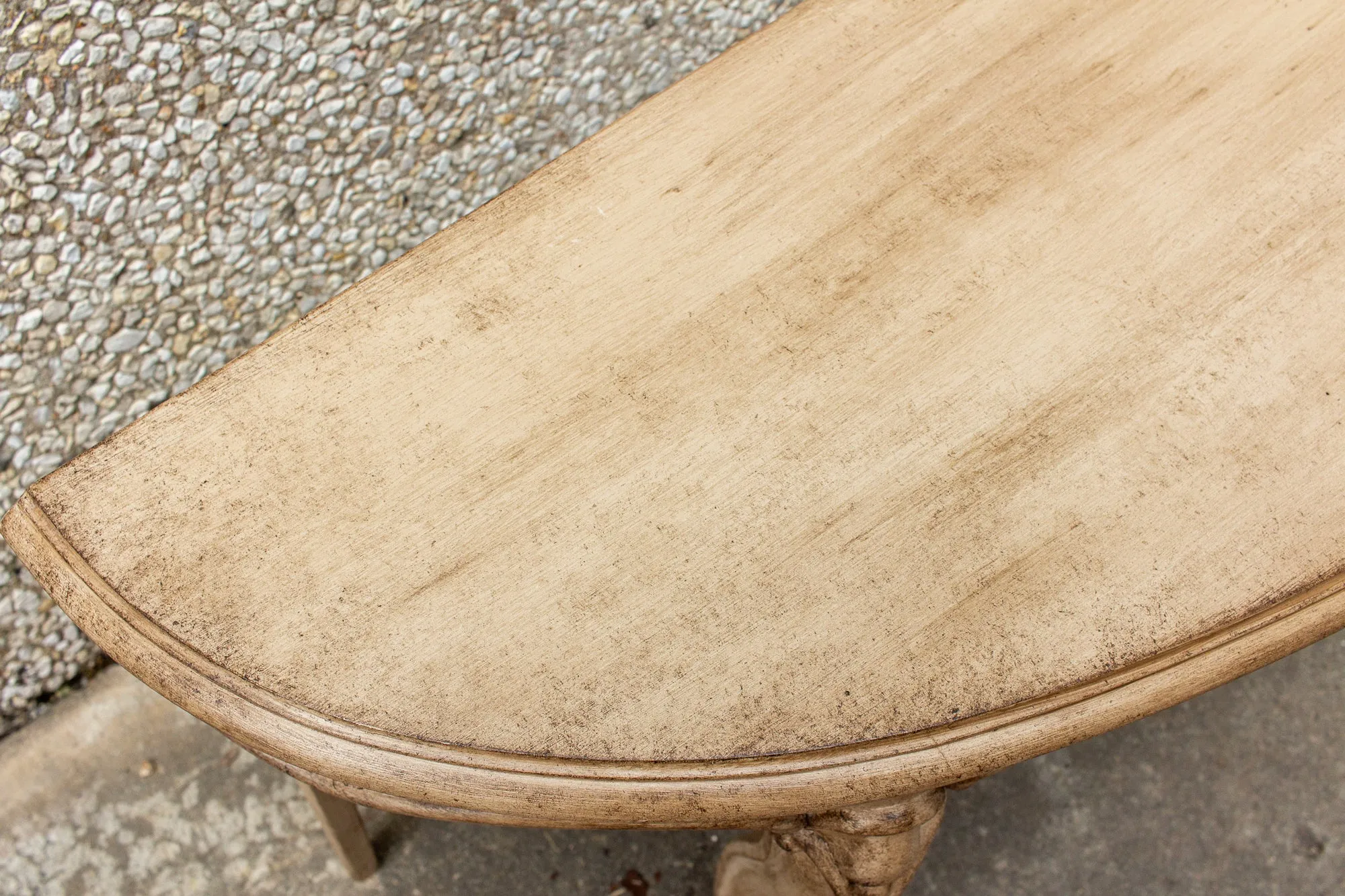 Vintage French Demilune Console Table