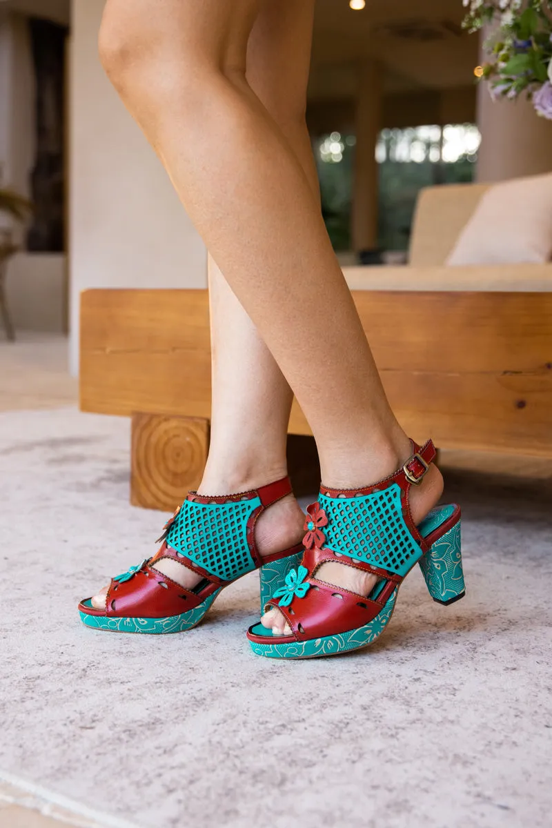 Vivien Diamond Perforated Cut-Out Leather Slingback