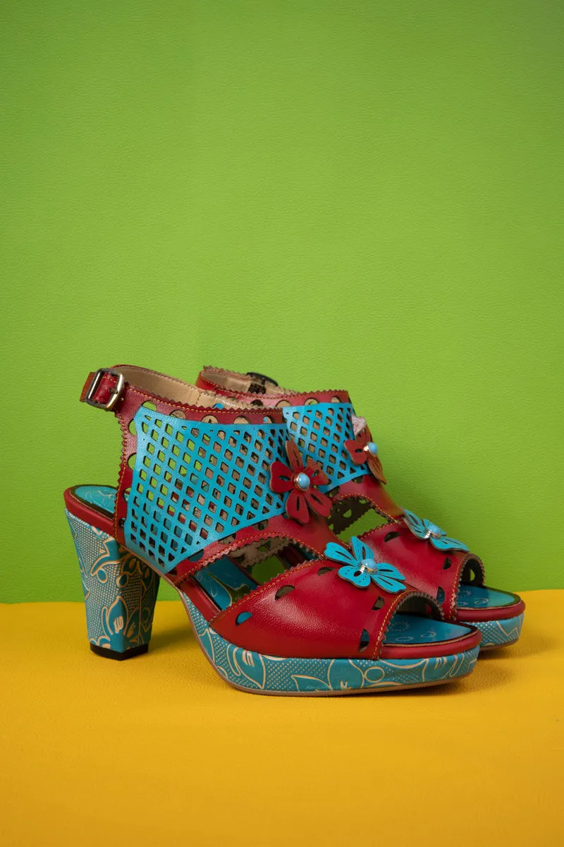 Vivien Diamond Perforated Cut-Out Leather Slingback