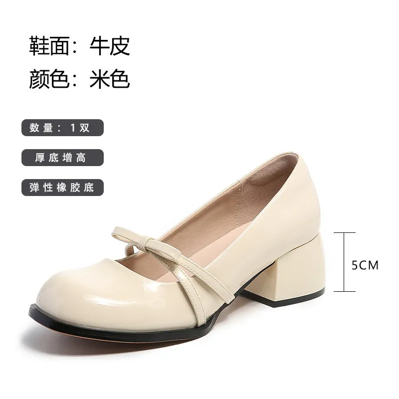 Women's Thick Heel Mary Jane Shoes, Round Toe, Medium Heel, Versatile Shoes