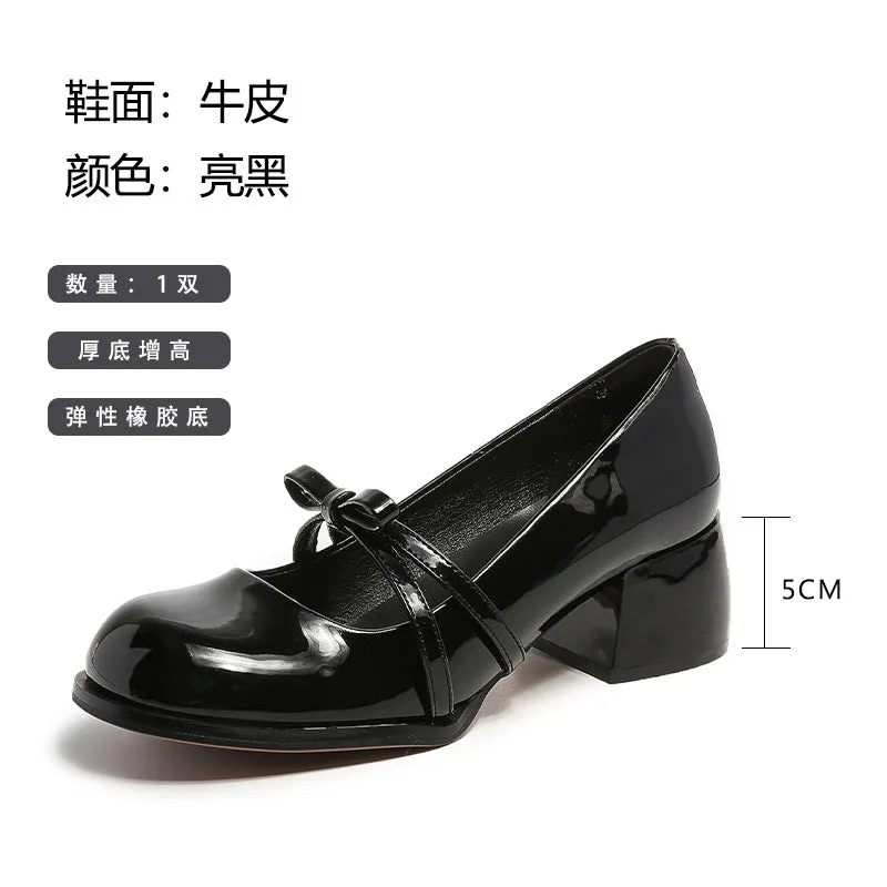 Women's Thick Heel Mary Jane Shoes, Round Toe, Medium Heel, Versatile Shoes