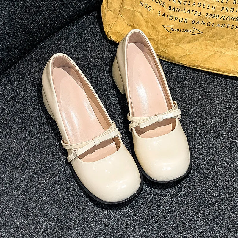 Women's Thick Heel Mary Jane Shoes, Round Toe, Medium Heel, Versatile Shoes