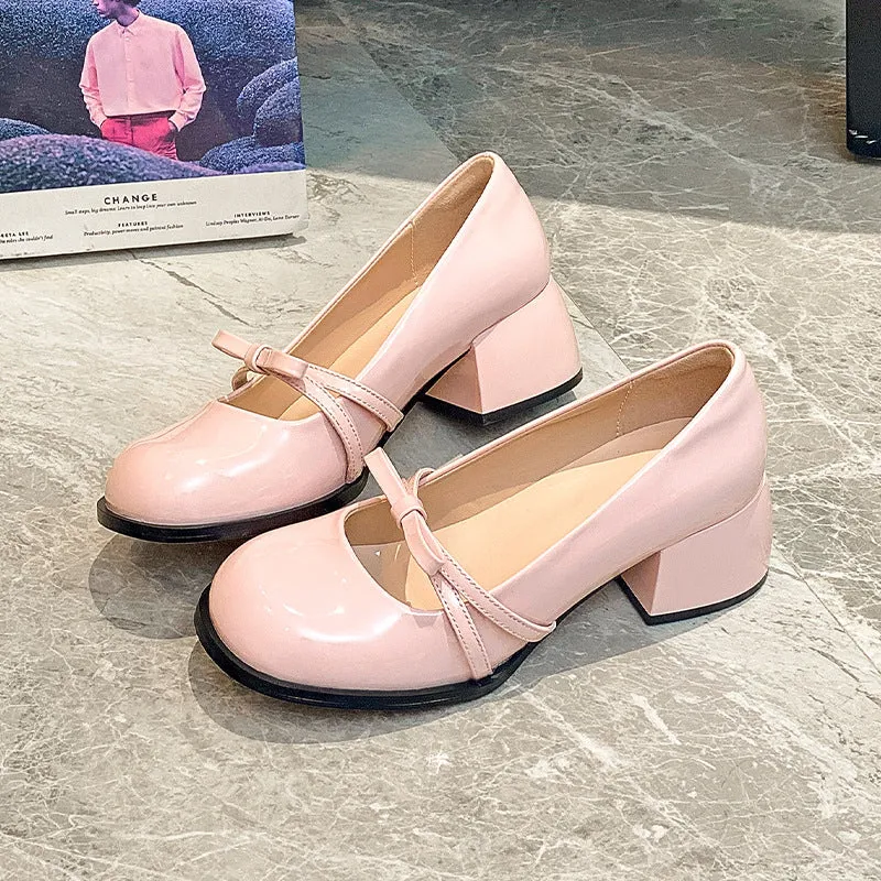 Women's Thick Heel Mary Jane Shoes, Round Toe, Medium Heel, Versatile Shoes
