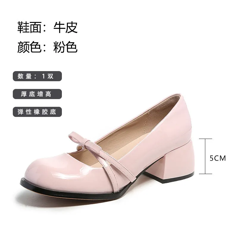 Women's Thick Heel Mary Jane Shoes, Round Toe, Medium Heel, Versatile Shoes